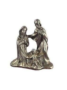 Pewter Nativity Scene Figurine Made In Italy Peltro Inciso Christmas religious